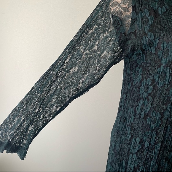 Vintage Essa Donna Green Lace Maxi Dress Witchy Gothic Whimsical 90s Wiccan - Picture 6 of 11